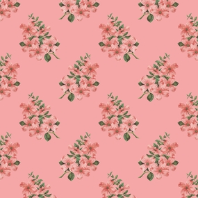 粉色花纹平铺底纹背景摄影图片